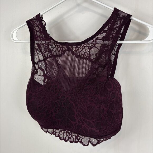 Victorias Secret‎ PINK M-DD Burgundy Push Up Padded Lace UW Bralette Bra - Picture 3 of 12